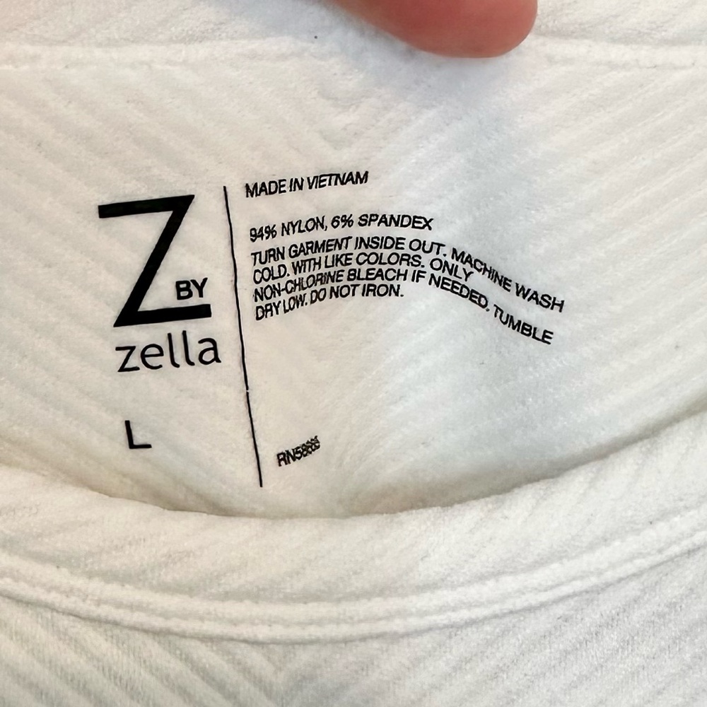 Z by Zella White Ribbed Cropped Tank Top - Size: Large - Picture 2 of 3